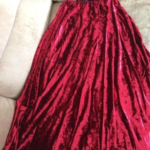 Gothic red velvet long skirt size medium
